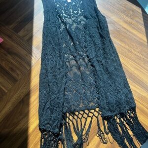 Black Lace Fringe Vest